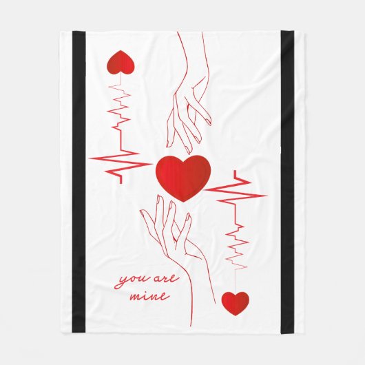 Romantisches "Du bist mein" Herzschlag-Design Flee Fleecedecke (Vorderseite)