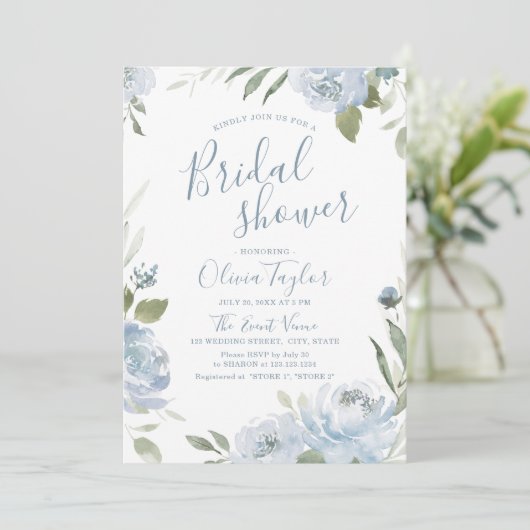 Romantisches duastisches blühendes Brautparty Einladung (Stehend Vorderseite)