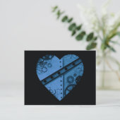 Romantisches dunkelblaues Steampenherz Postkarte (Stehend Vorderseite)