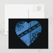 Romantisches dunkelblaues Steampenherz Postkarte (Vorne/Hinten)