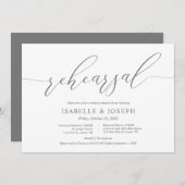 Romantisches Dunkelgrau, Hochzeit und Probe Einladung (Vorne/Hinten)