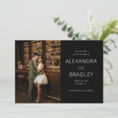 Romantisches dunkles elegantes Foto Save The Date (Stehend Vorderseite)