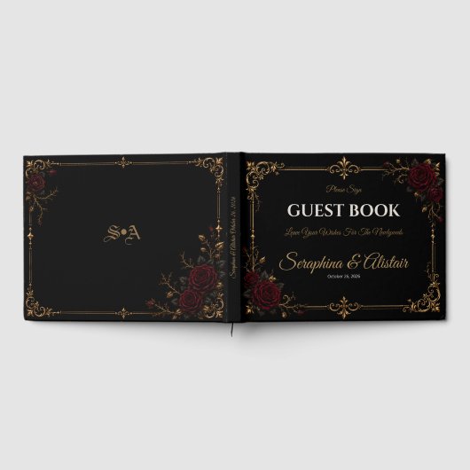 Romantisches Dunkles Gothic-Rosen-Hochzeitsgästebu Gästebuch (Voll)