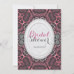 Romantisches Dusky Pink Vintag Damask Brautparty Einladung