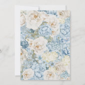 Romantisches Dusty Blue Floral Foto Hochzeit Einladung (Rückseite)