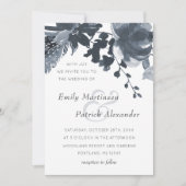 Romantisches Dusty Blue Floral Wedding Foto Einladung (Vorderseite)