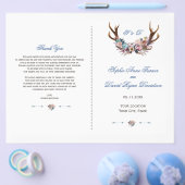 Romantisches Dusty Blue Pink Floral Antlers Progra Flyer (Einzeln)