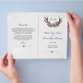 Romantisches Dusty Blue Pink Floral Antlers Progra Flyer (Hand)