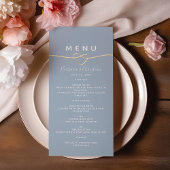 Romantisches Dusty Blue Wedding Menu Menükarte