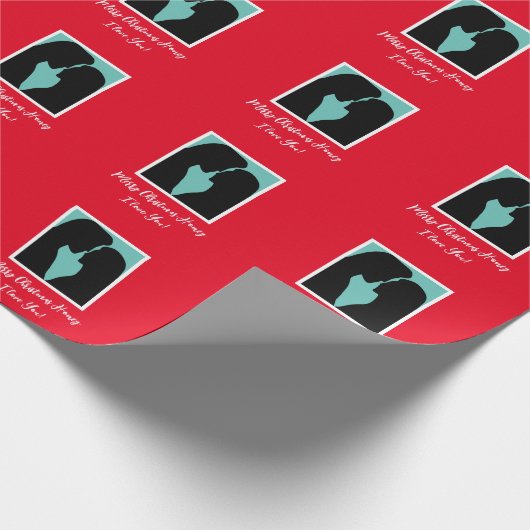 Romantisches Ehepaar Silhouette personalisiert Wei Geschenkpapier (Ecke)