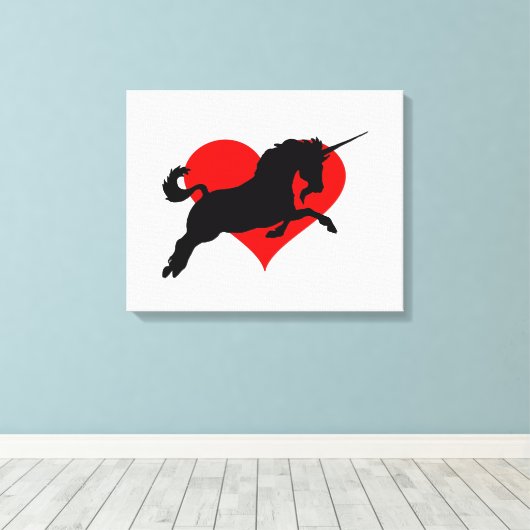 Romantisches Einhorn Leinwanddruck (Insitu (Holzboden))