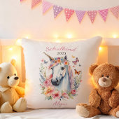 Romantisches Einhorn mit Blumen - Schulkind 2025 | Kissen