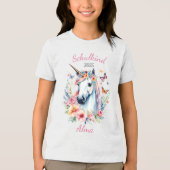 Romantisches Einhorn mit Blumen - Schulkind 2026 | Tri-Blend Shirt (Vorderseite)