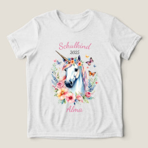 Romantisches Einhorn mit Blumen - Schulkind 2026 Tri-Blend Shirt