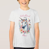 Romantisches Einhorn mit Blumen - Schulkind 2026 | Tri-Blend Shirt (Vorderseite)