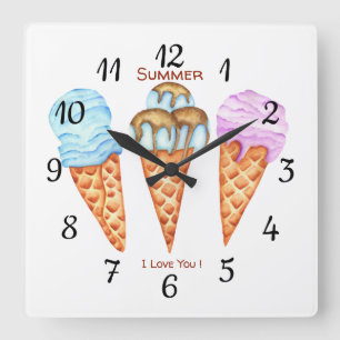 Romantisches Eis Ich liebe dich Quadratische Wanduhr