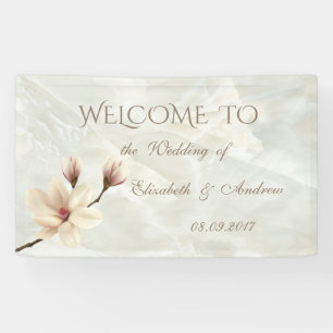 Romantisches elegantes Magnolia-, Marmor-Hochzeits Banner