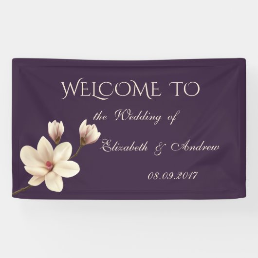 Romantisches elegantes Magnolia Wedding Banner (Horizontal)