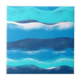 Romantisches elegantes Ocean Waves Blue Watercolor Fliese