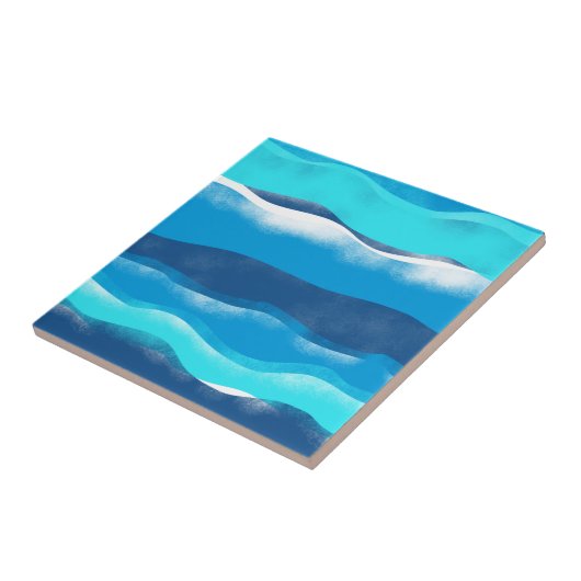 Romantisches elegantes Ocean Waves Blue Watercolor Fliese (Seite)