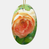 Romantisches elegantes Orange Rose Foto Keramik Ornament (Links)