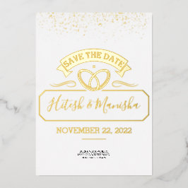 Romantisches Emblem Logo Hochzeit Gold Foil Einlad Folieneinladung