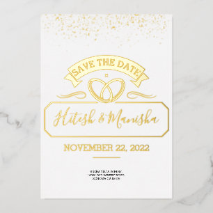 Romantisches Emblem-Logo Hochzeit Goldfolie-Einlad Folieneinladung