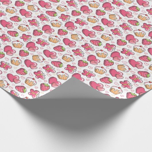 Romantisches Essmuster Geschenkpapier (Ecke)