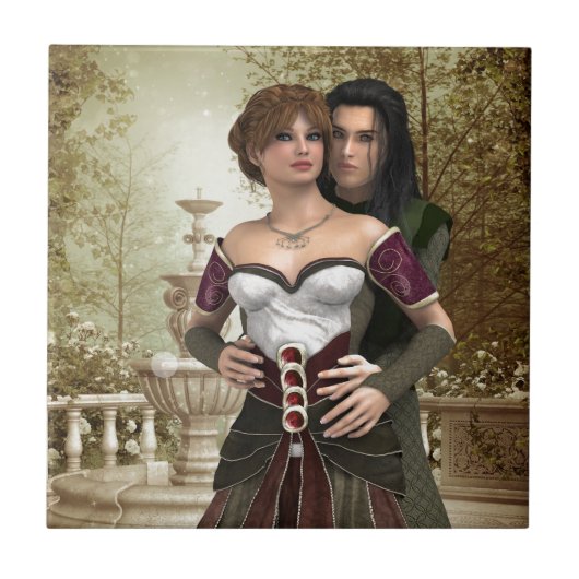 Romantisches Fantasy Couple Fliese (Vorderseite)