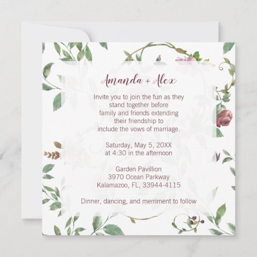 Romantisches Farbenspiel und fröhliches Blumendesi Einladung (Rückseite)