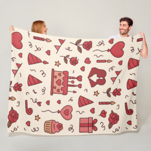Romantisches Feier-Doodle-Muster Fleecedecke