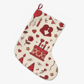 Romantisches Feier-Doodle-Muster Großer Weihnachtsstrumpf (Vorderansicht (hängend))