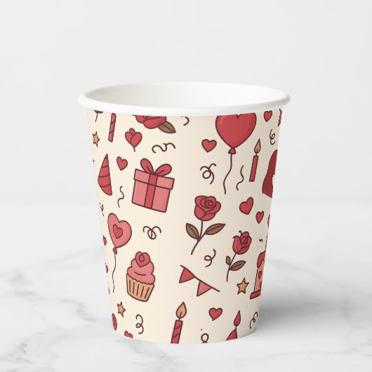 Romantisches Feier-Doodle-Muster Pappbecher (Vorderseite)