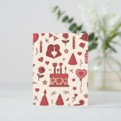 Romantisches Feier-Doodle-Muster Postkarte (Stehend Vorderseite)