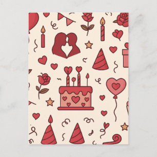 Romantisches Feier-Doodle-Muster Postkarte