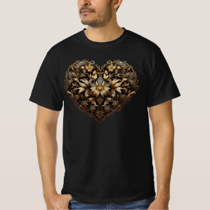 Romantisches Filigran-Goldherz. Valentinstag Liebe T-Shirt