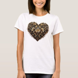 Romantisches filigranes goldenes Herz. Valentinsta T-Shirt