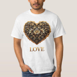 Romantisches filigranes Goldherz mit Liebe T-Shirt