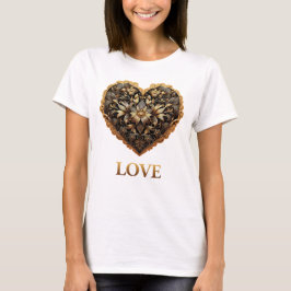 Romantisches filigranes Goldherz mit Liebe T-Shirt