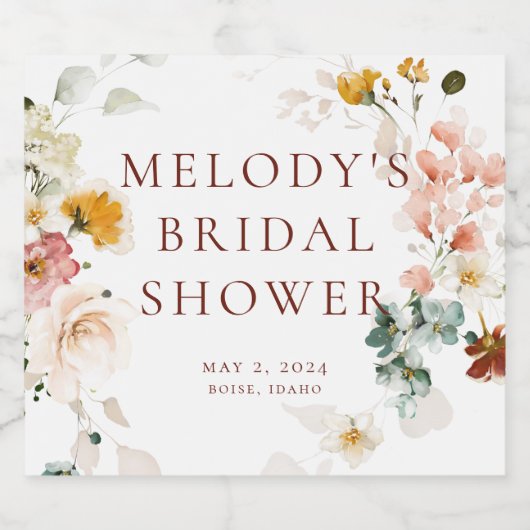 Romantisches Flora-Champagner-Flaschenetikett Schaumweinetikett (Einzelnes Label)