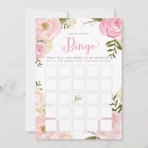 Romantisches Florales Brautparty-Bingo-Spielkarten