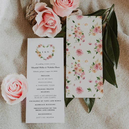 Romantisches florales Herz-Hochzeitszeremonie-Prog Programm