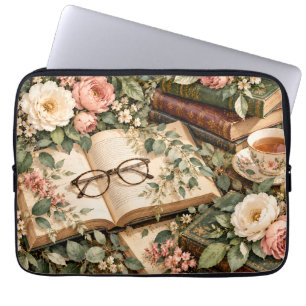 Romantisches Florales Lesen Laptopschutzhülle