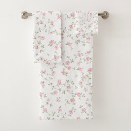 Romantisches florales Monogramm | Vintage Cottagec Badhandtuch Set
