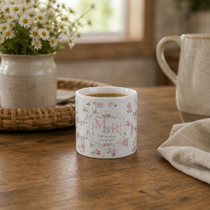 Romantisches florales Monogramm Vintage Cottagec Espressotasse