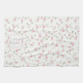 Romantisches florales Monogramm | Vintage Cottagec Geschirrtuch
