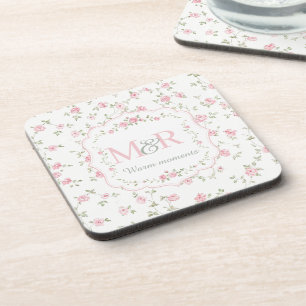 Romantisches florales Monogramm   Vintage Cottagec Getränkeuntersetzer