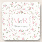 Romantisches florales Monogramm | Vintage Cottagec Getränkeuntersetzer (Vorderseite)