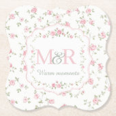 Romantisches florales Monogramm | Vintage Cottagec Untersetzer (Vorderseite)
