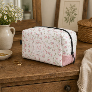 Romantisches florales Monogramm Vintage Cottagec Waschbeutel